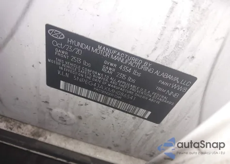 2021 Hyundai Sonata Se from USA, damaged, VIN 5NPEG4JAXMH086541